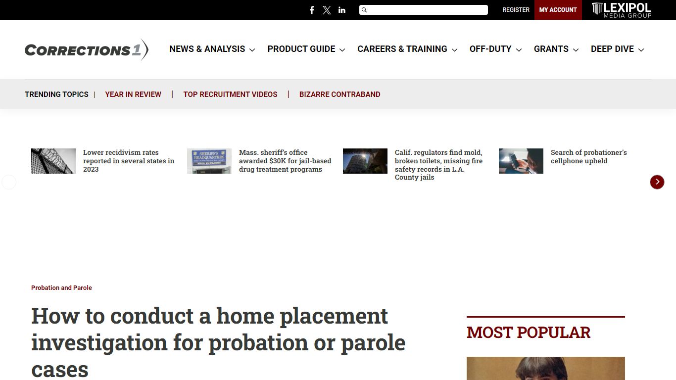 Probation & Parole: Home placement investigations | CorrectionsOne.com